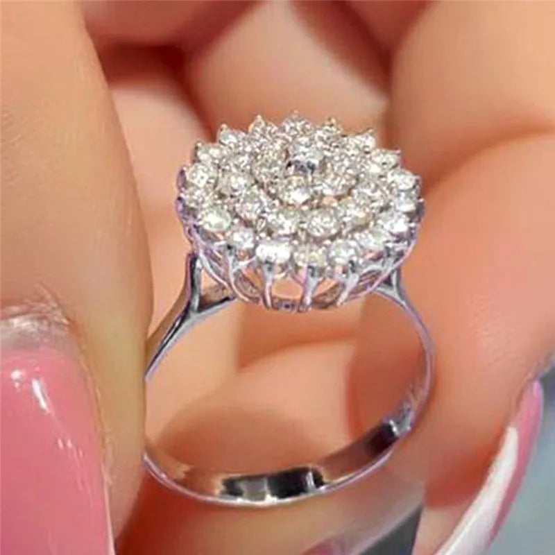 925 Sterling Silver Women's Ring - Luxury Flower Design with AAA CZ Inlay, High-Quality Fashion Wedding Band Jewelry - Limited Stock