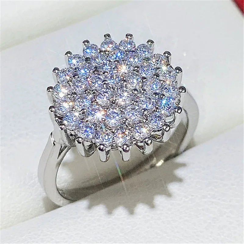 925 Sterling Silver Women's Ring - Luxury Flower Design with AAA CZ Inlay, High-Quality Fashion Wedding Band Jewelry - Limited Stock