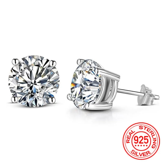 1-2 Carat 8mm D-Color Moissanite Stud Earrings in 100% 925 Sterling Silver - Sparkling Top-Quality Wedding Jewelry for Women