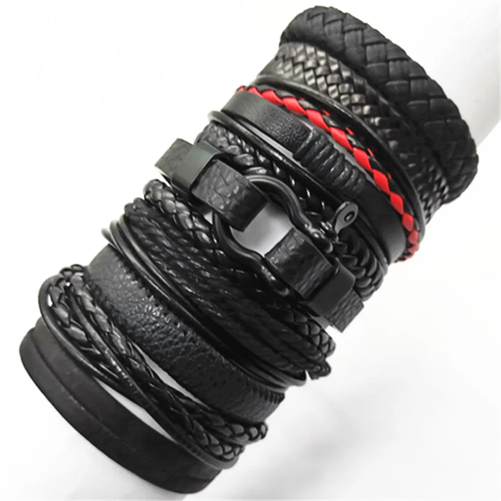 Men's & Women's Leather Bracelet Set (10 Pcs) | Fashion Wrap & Woven Design