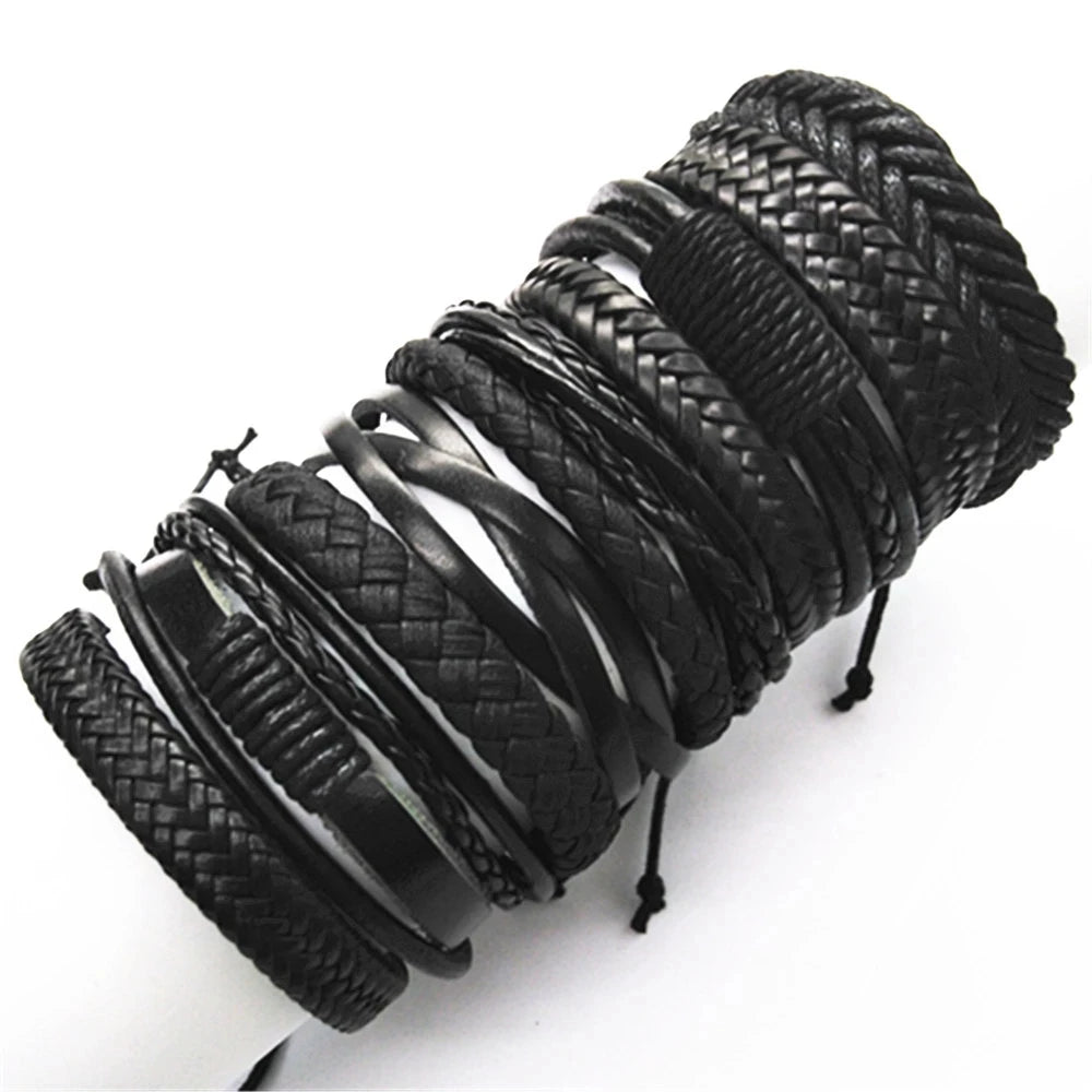 Men's & Women's Leather Bracelet Set (10 Pcs) | Fashion Wrap & Woven Design