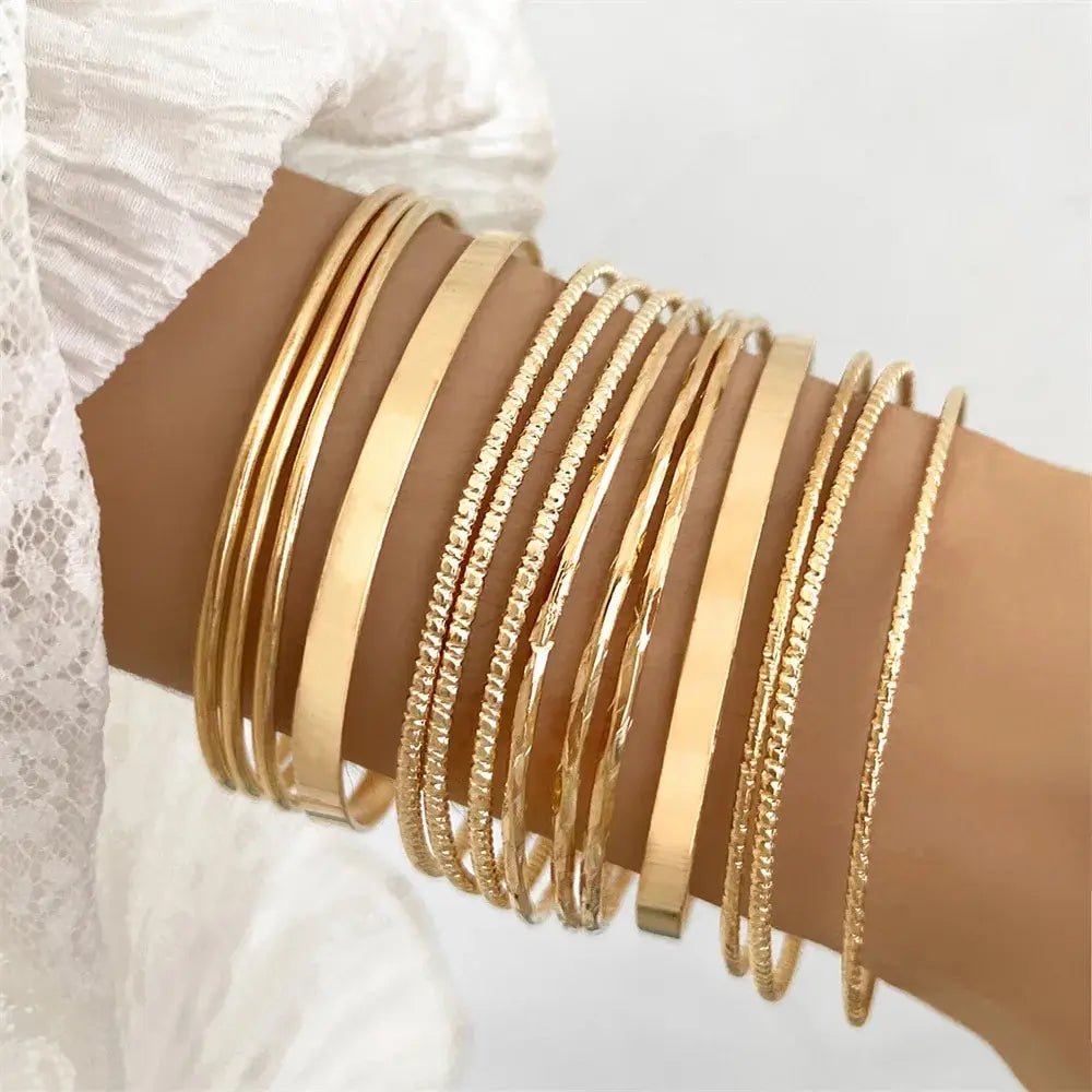 14-Piece Metal Bracelet Set for Women – Stylish, Versatile Accessory for Parties, Daily Wear, and Holidays (2024)