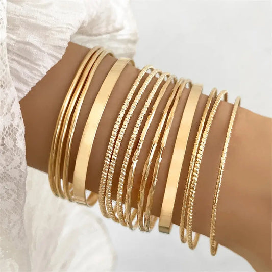 14-Piece Metal Bracelet Set for Women – Stylish, Versatile Accessory for Parties, Daily Wear, and Holidays (2024)